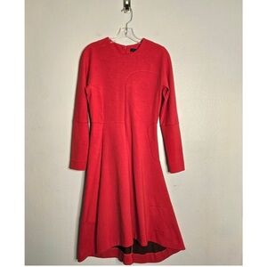 COS Long Sleeve Ponte Paneled Asymmetric Dress Red Size 6 Minimalist Seamed